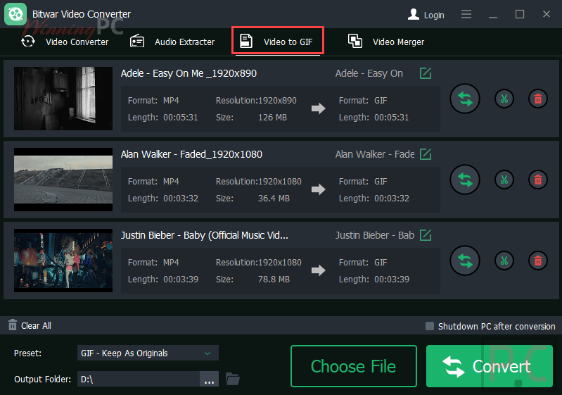 Bitwar Video Converter Video To Gif