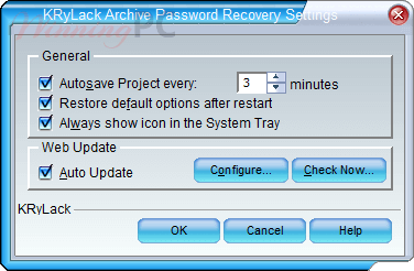 Krylack Archive Password Recovery Settings Krylack Archive Password Recovery Settings