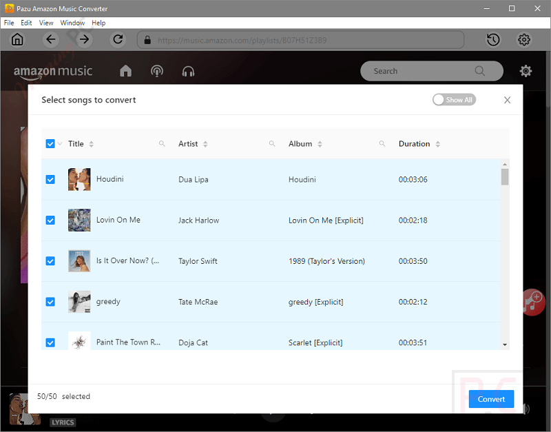 Select Songs To Convert Pazu Amazon Music Converter Select Songs To Convert Pazu Amazon Music Converter