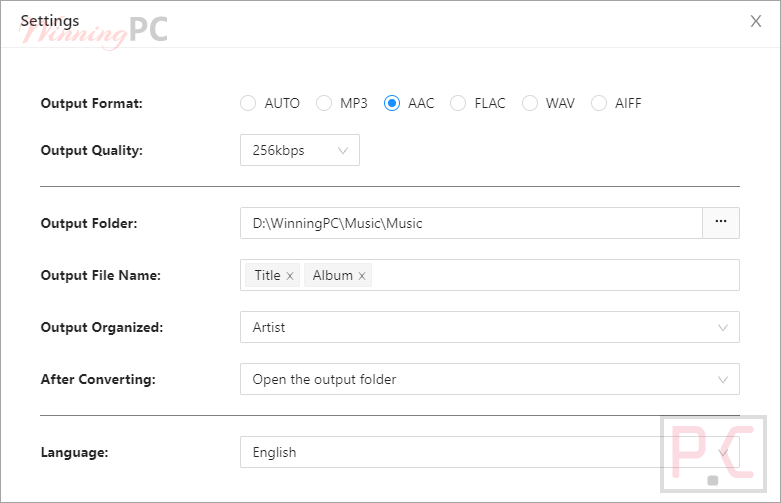 Settings Pazu Tidal Music Converter