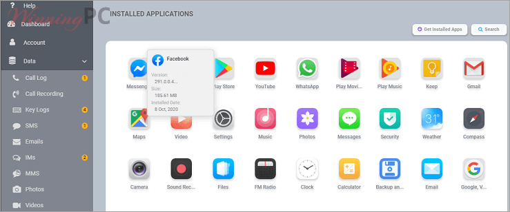 Spyera For Tablet Installed Applications Spyera For Tablet Installed Applications