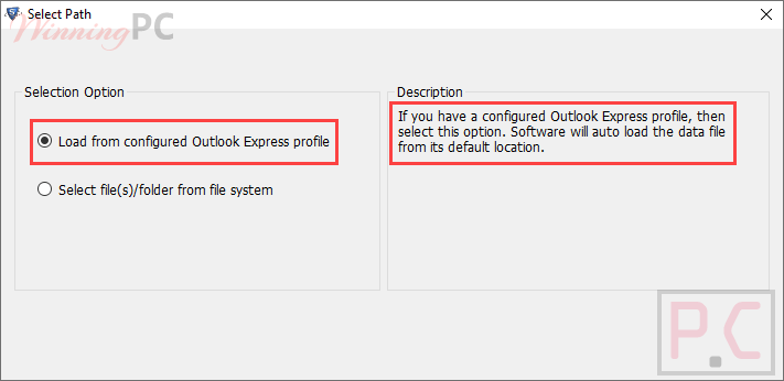 Systools Dbx Converter Select Outlook Express Profile