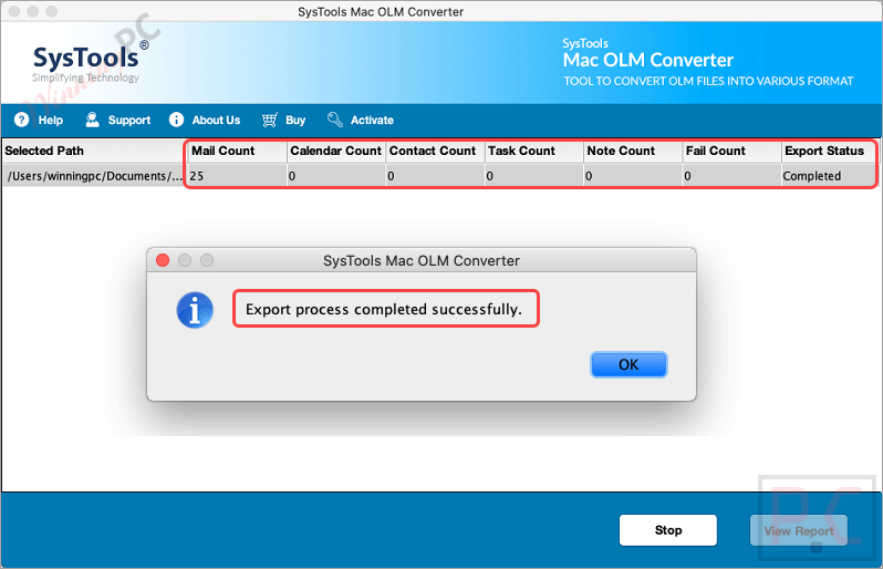 Systools Outlook Mac Exporter Process