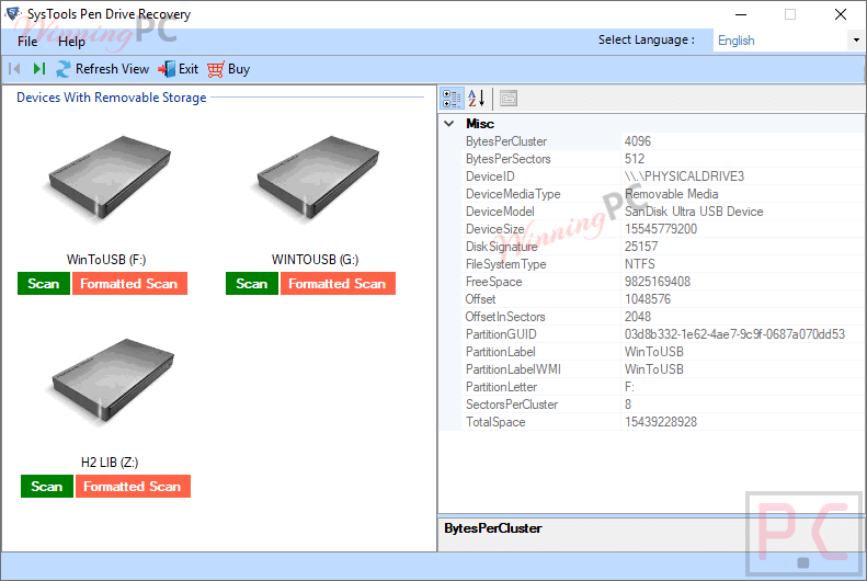 Systools Pen Drive Recovery Choose Drive To Scan