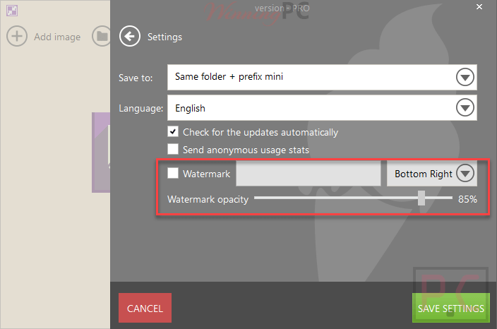 Add Watermark Icecream Image Resizer Pro