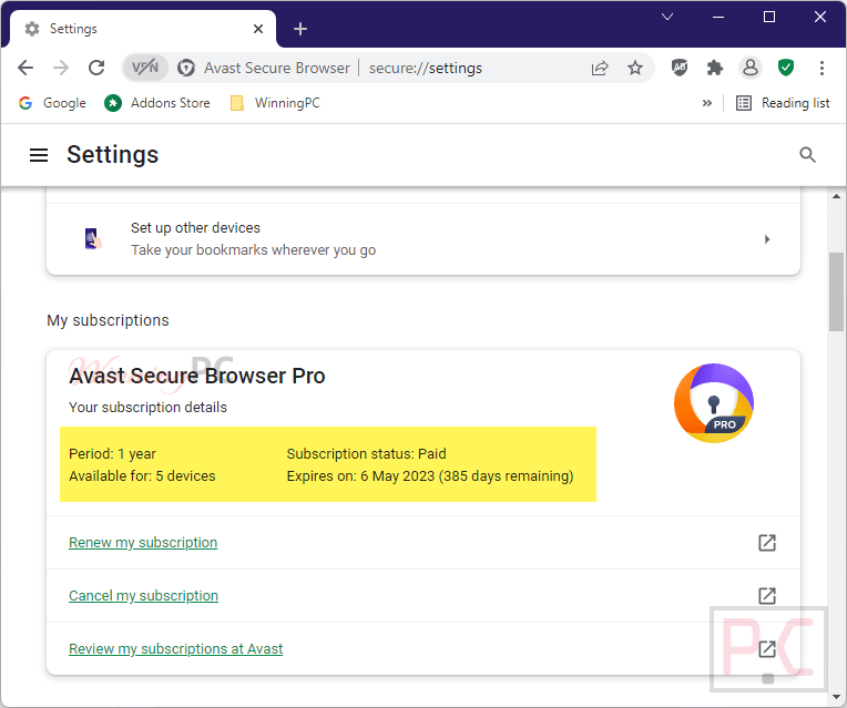 Avast Secure Browser Pro Subscription Avast Secure Browser Pro Subscription