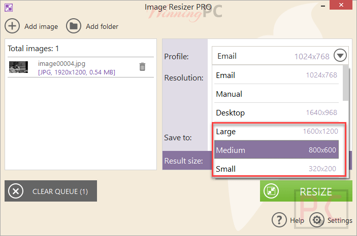 File Size Icecream Image Resizer Pro