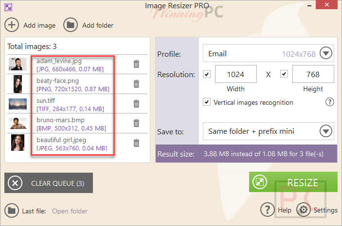 Image Formats Icecream Image Resizer Pro