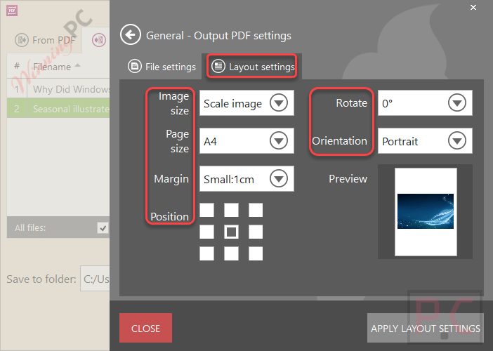 Layout Settings Icecream Pdf Converter Pro