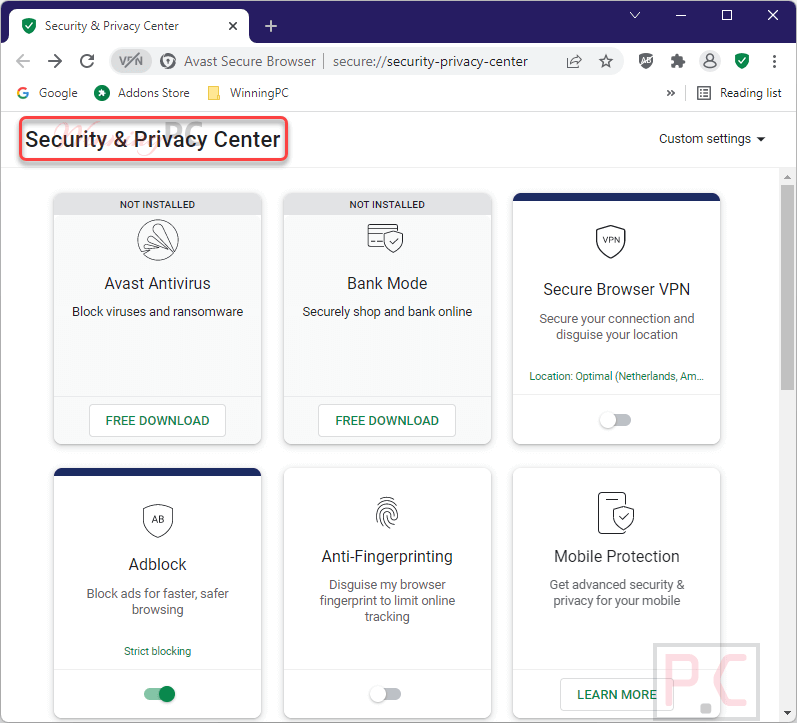 Security Privacy Center Avast Secure Browser Pro Security Privacy Center Avast Secure Browser Pro