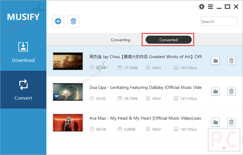 Musify Music Downloader Converted Videos