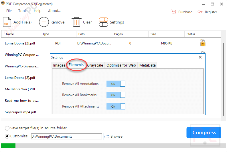 Setting Elements Pdf Compressor