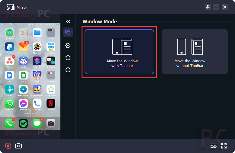 Aiseesoft Phone Mirror Ios Move Windows With Toolbar