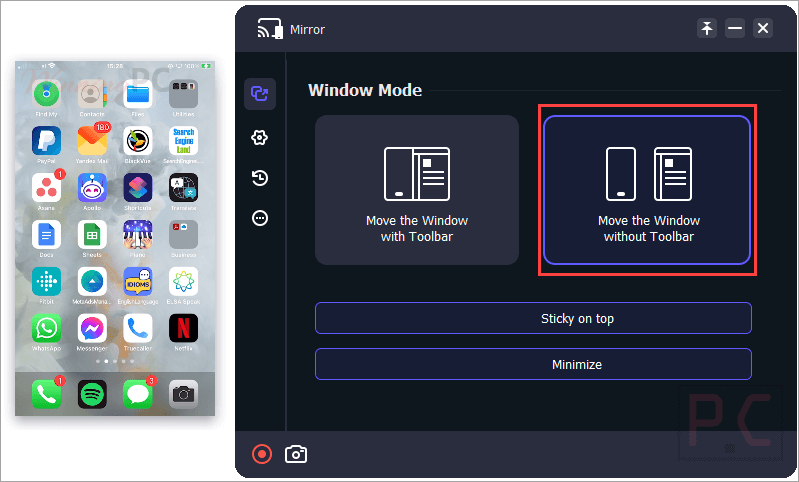 Aiseesoft Phone Mirror Ios Move Windows Without Toolbar