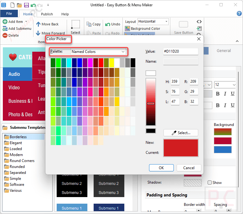 Color Picker Blumentals Easy Button Menu Maker Color Picker Blumentals Easy Button Menu Maker