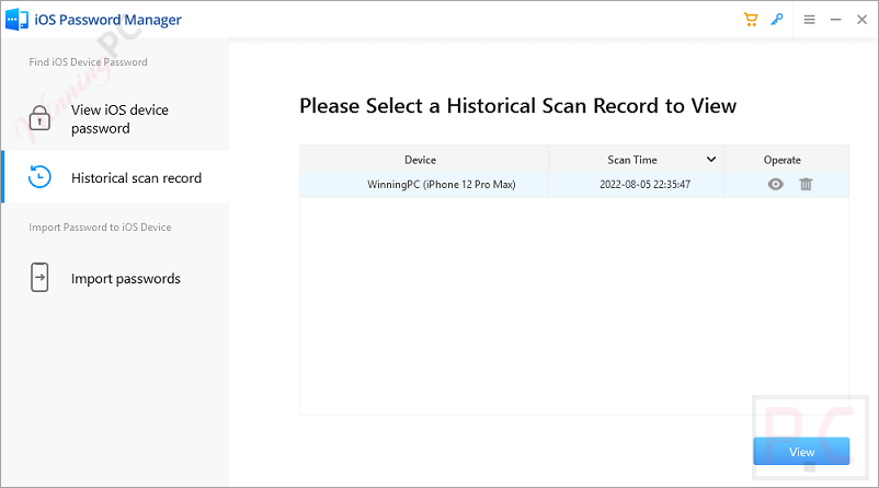 Historical Scan Record Passfab Ios Password Manager