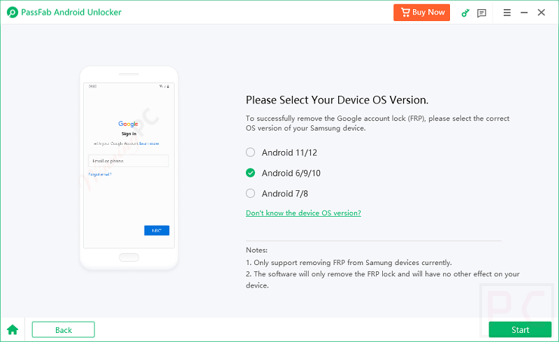 Device Od Version Passfab Android Unlocker