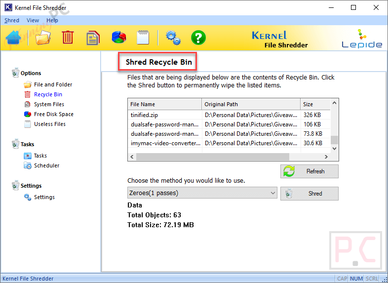 Kernel File Shredder Recycle Bin Kernel File Shredder Recycle Bin