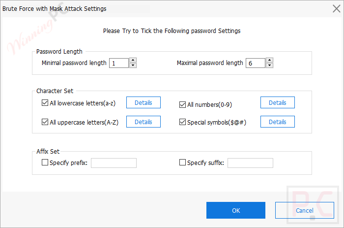 Passfab For Pdf Brute Force Mask Attack Settings