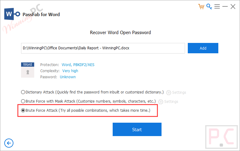 Passfab For Word Brute Force Attack