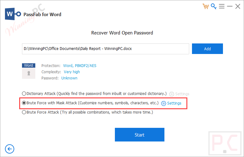 Passfab For Word Brute Force Mask Attack