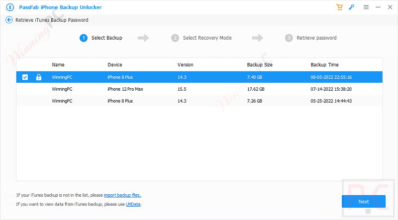 Select Backup Passfab Iphone Backup Unlocker Select Backup Passfab Iphone Backup Unlocker