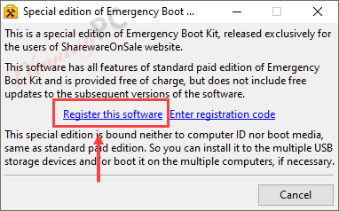 Emergency Boot Kit Register Free Code