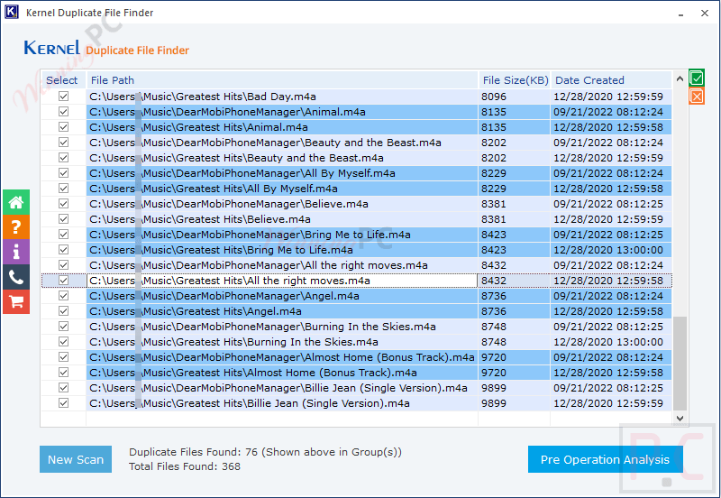 Kernel Duplicate File Finder Results Kernel Duplicate File Finder Results