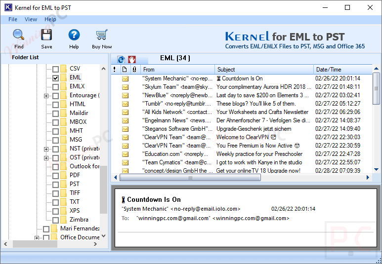 Kernel For Eml To Pst Conversion
