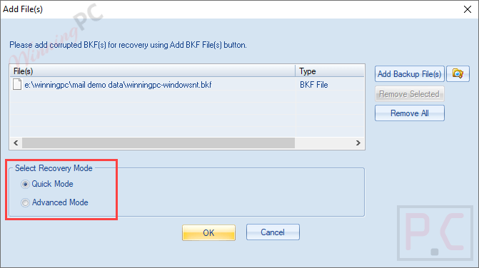 Kernel Recovery For Bkf Add Files
