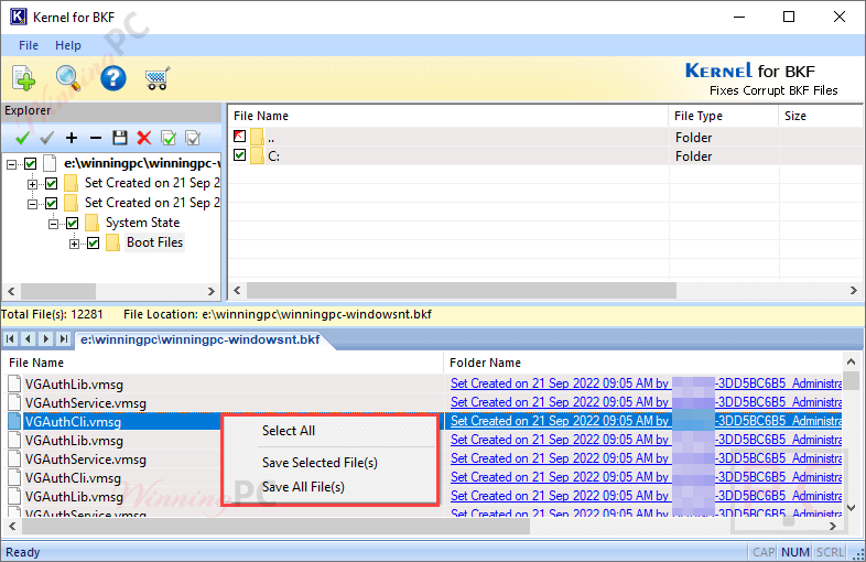 Kernel Recovery For Bkf Save Files