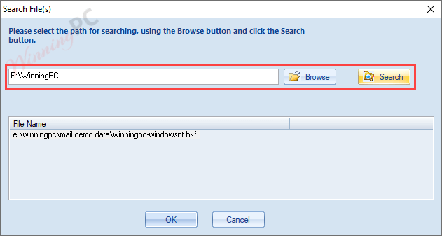Kernel Recovery For Bkf Search Files