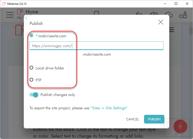 Publish Mobirise Publish Mobirise