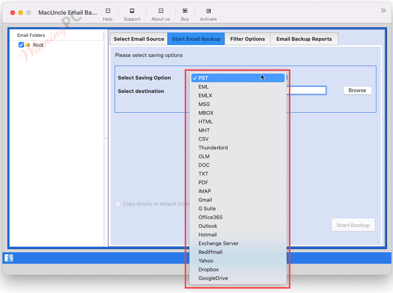 Macuncle Email Backup Wizard Saving Option Macuncle Email Backup Wizard Saving Option