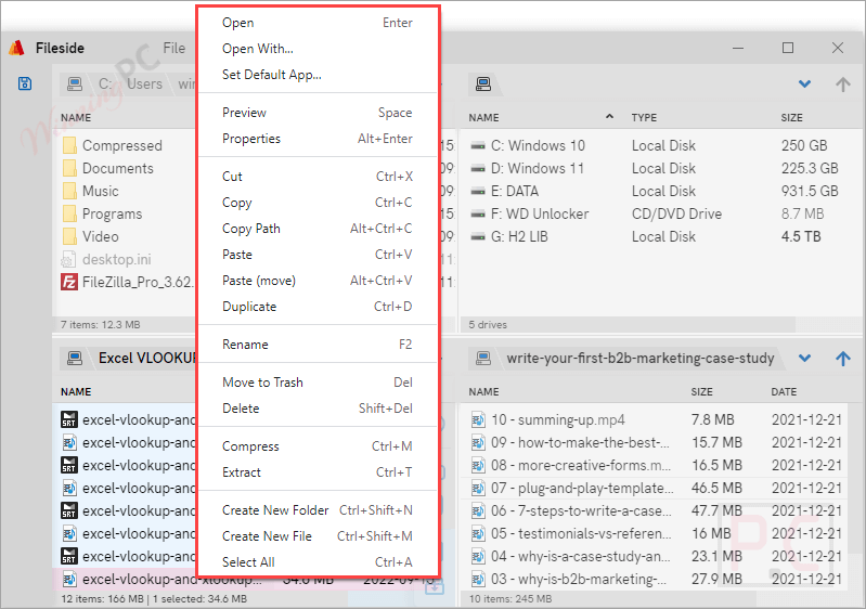 Fileside File Operation Fileside File Operation