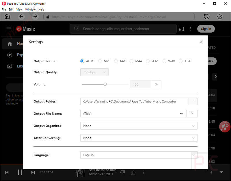 Setting Pazu Youtube Music Converter Setting Pazu Youtube Music Converter