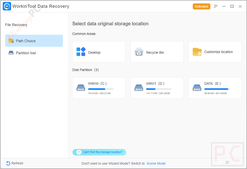 Workintool Data Recovery Tool Screenshot Free License