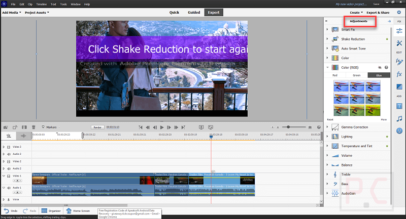 Adjustments Adobe Premiere Elements