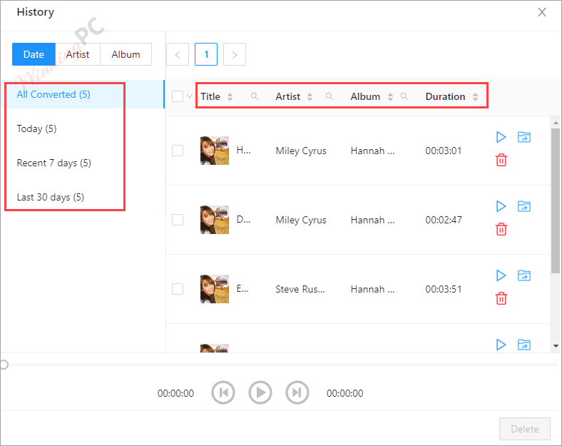 Tunekeep Spotify Music Converter Download History