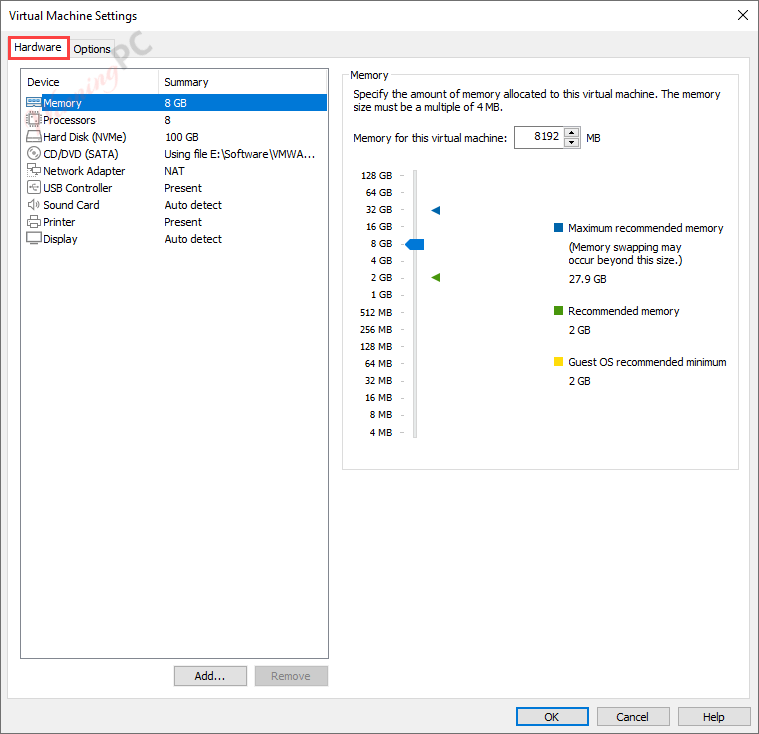 Vmware Workstation Pro Hardware Settings