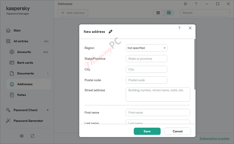 Kaspersky Password Manager Add Address Kaspersky Password Manager Add Address