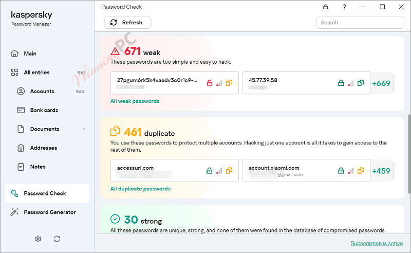 Kaspersky Password Manager Password Check Screenshot Kaspersky Password Manager Password Check Screenshot