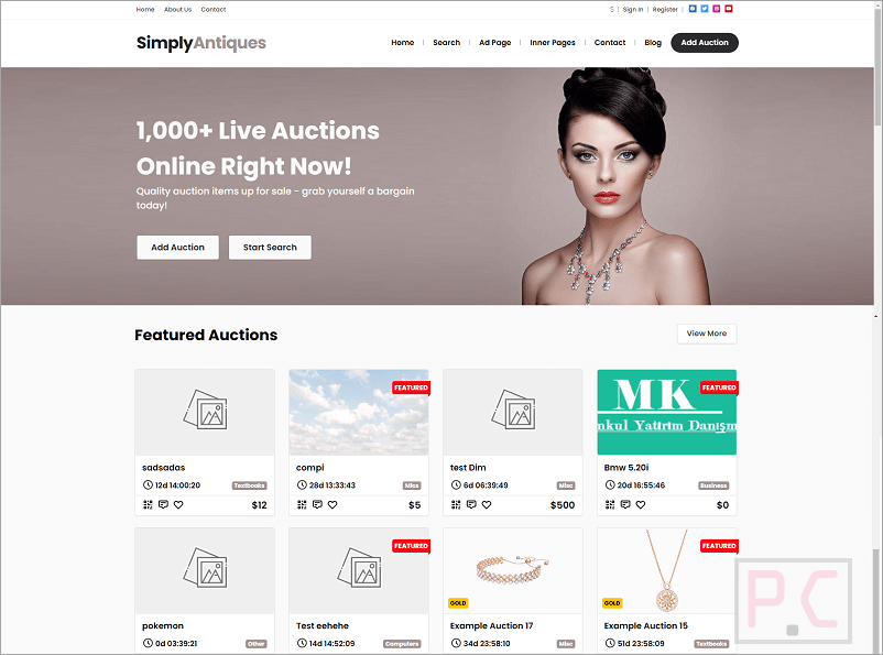 Premiumpress Auction Theme Screenshot