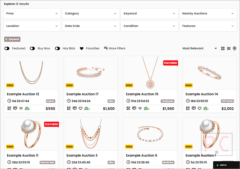 Premiumpress Auction Theme Search Function
