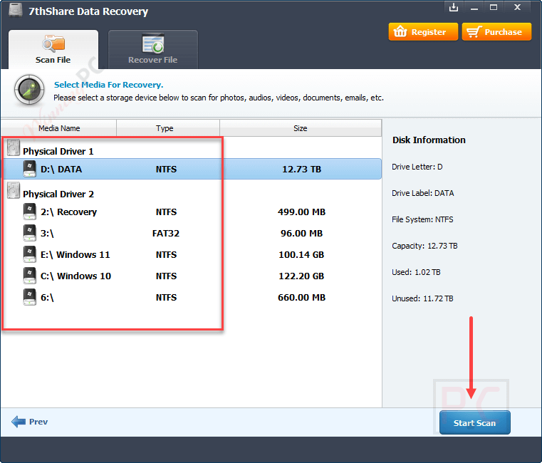 Select File 7Thshare Data Recovery