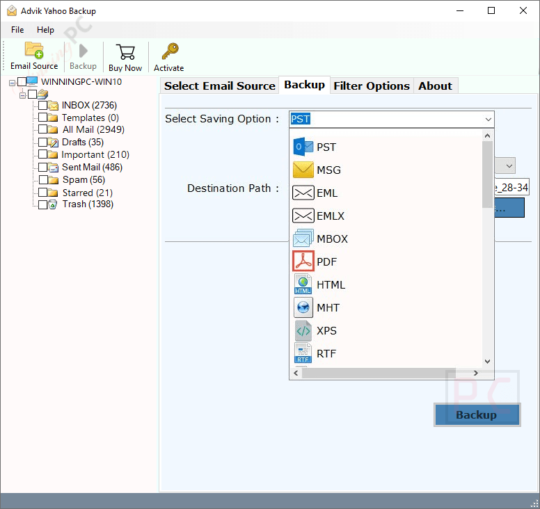 Select Format Advik Yahoo Backup Tool Select Format Advik Yahoo Backup Tool
