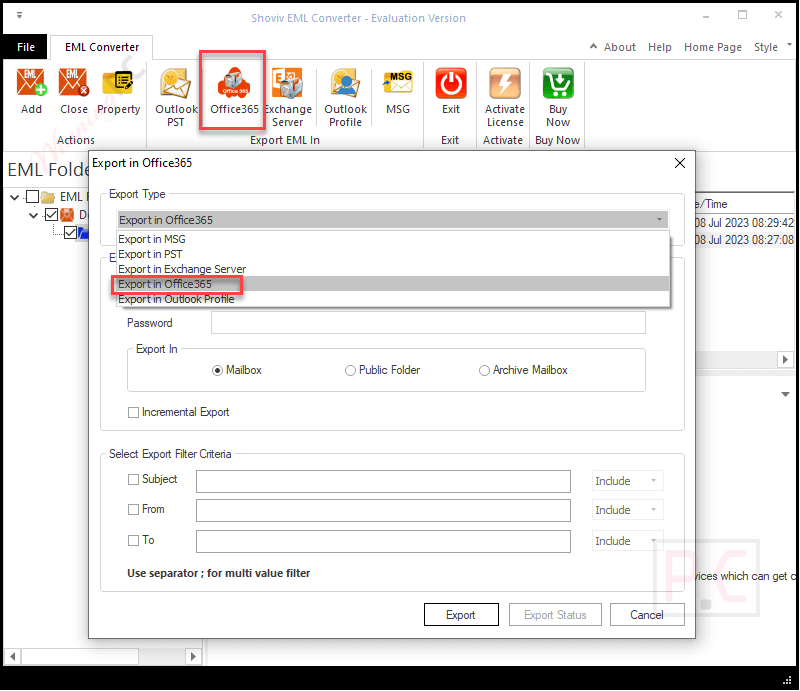 Export Office 365 Shoviv Eml To Pst Converter Export Office 365 Shoviv Eml To Pst Converter