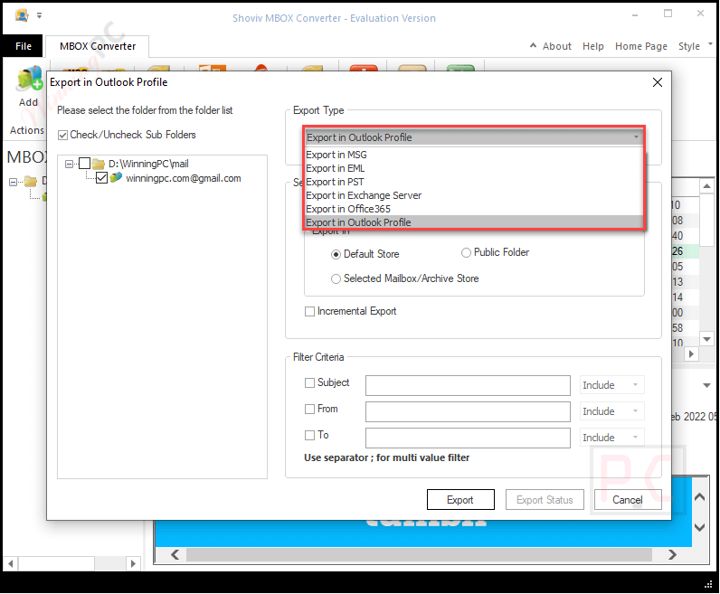 Export Type Shoviv Mbox To Pst Converter Export Type Shoviv Mbox To Pst Converter