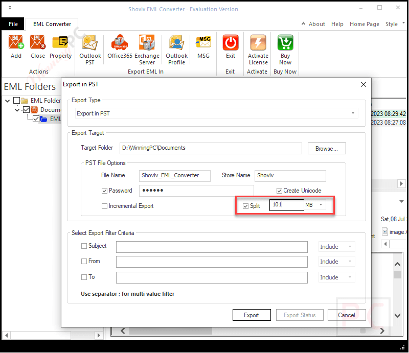 Split Pst Shoviv Eml To Pst Converter Split Pst Shoviv Eml To Pst Converter