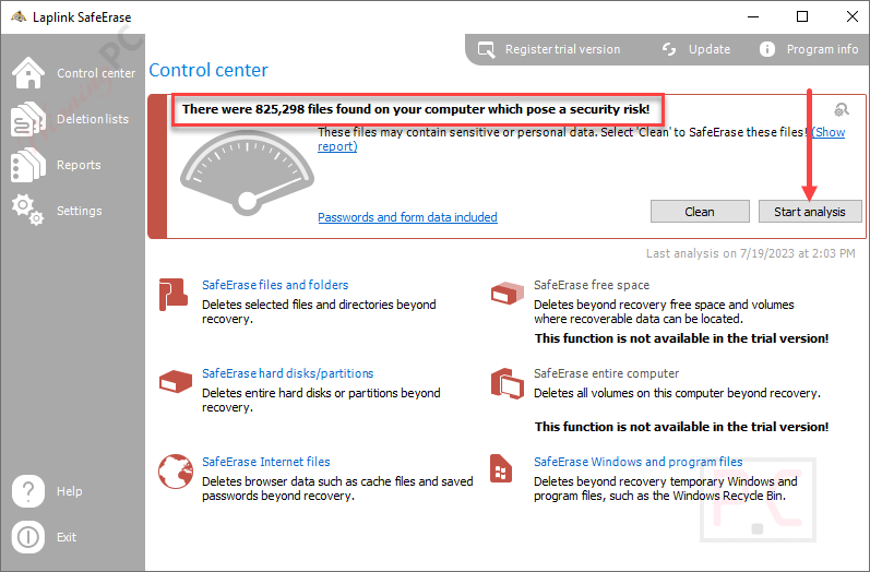 Start Analysis Laplink Safeerase Start Analysis Laplink Safeerase